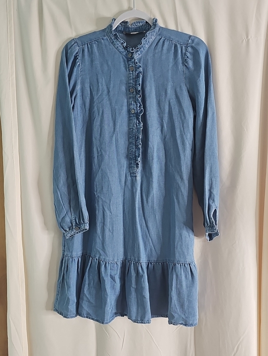 LOFT Dresses & Skirts - Loft Light Blue Long-Sleeve Ruffle Hem Dress